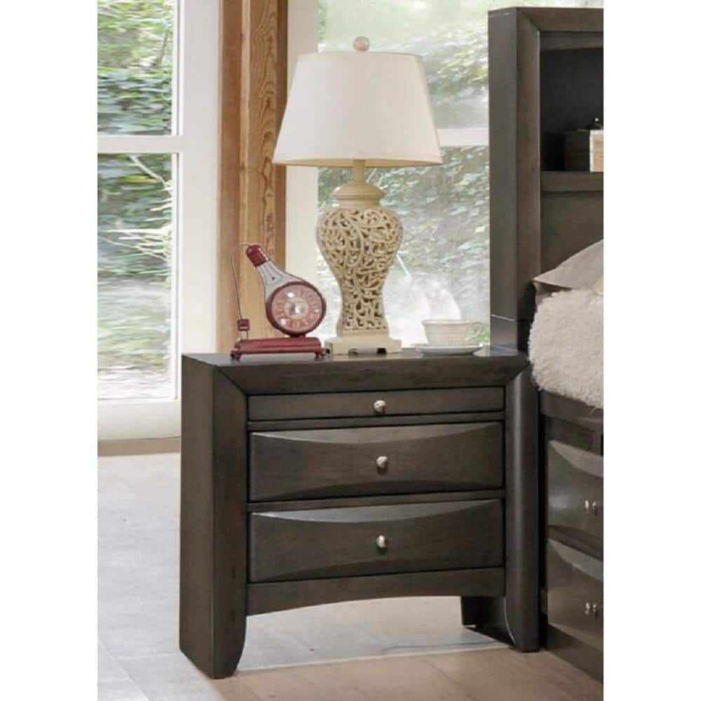 Ireland Storage 2-Drw & 1-Tray Gray Oak Nightstand with DT English Front &