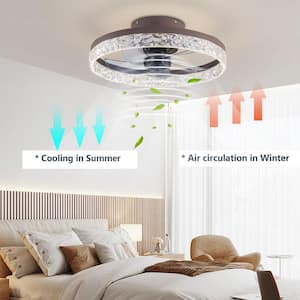 20 in. Integrated LED Brown Indoor Modern Crystal Dimmable Reversible Motor 6-Speed Ceiling Fan with Remote