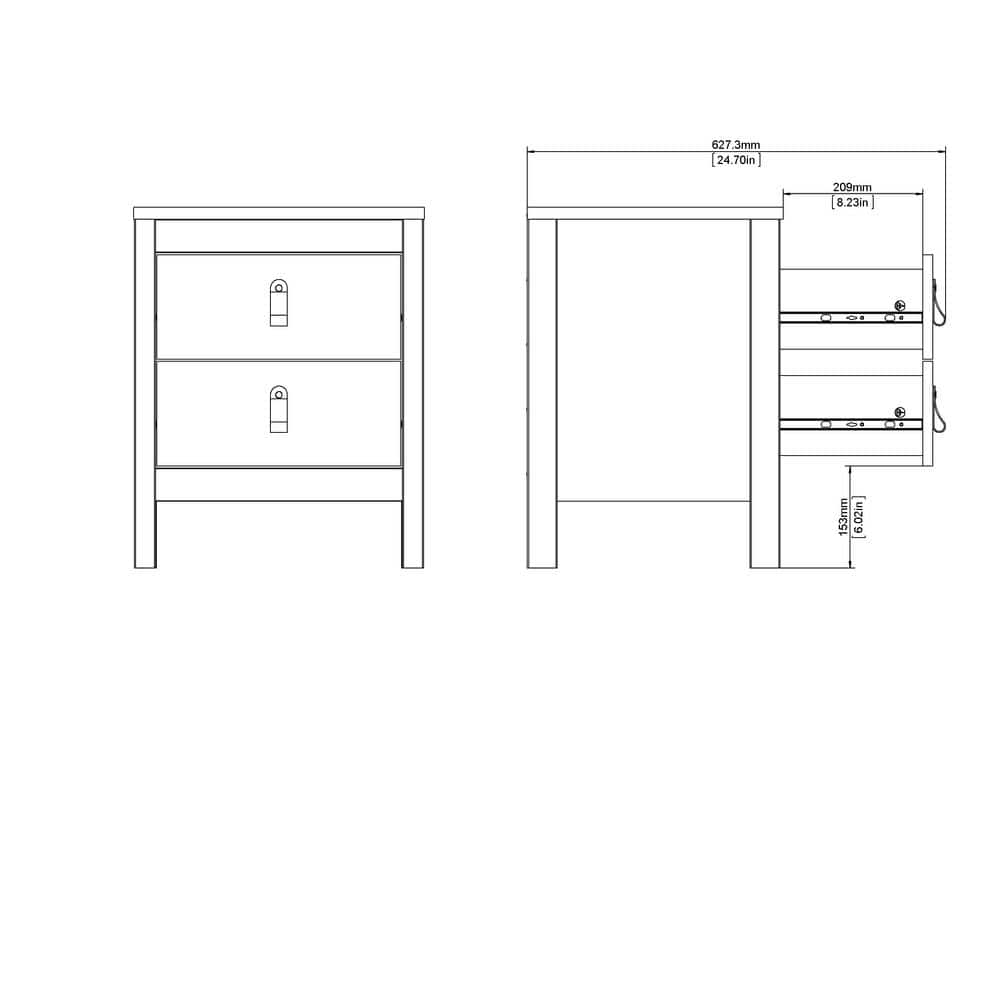 White 2-Drawer Modern Nightstand with Foil Finish