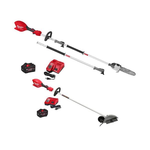 M18 Fuel 18V 10 in. Brushless Cordless Battery Pole Saw Kit Quik-Lok Attachment Capability, 8.0 Forge Battery, M18 Edger