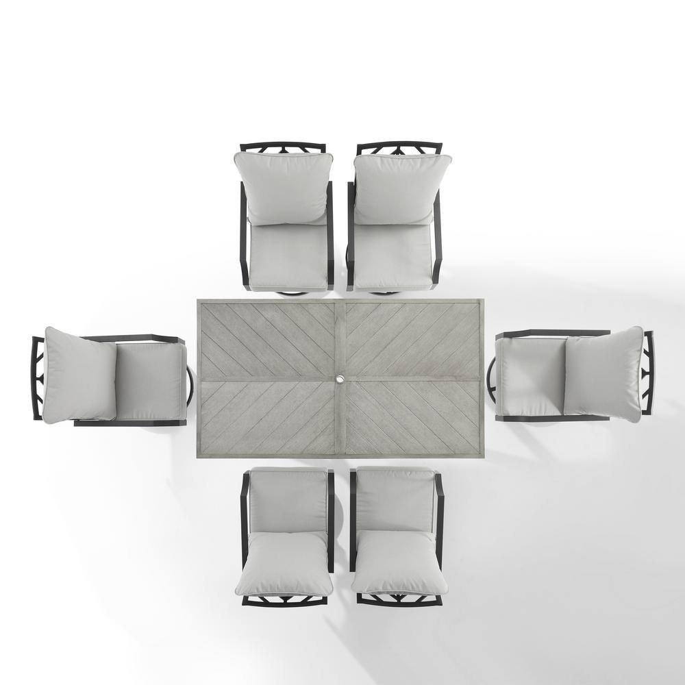 Otto 7-Piece Gray and Black Metal Outdoor Dining Set
