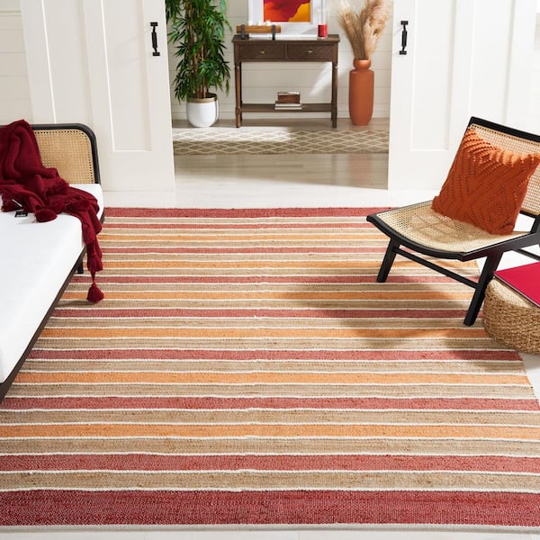 Striped Kilim 8 ft. x 10 ft. Rust/Red Striped Area Rug