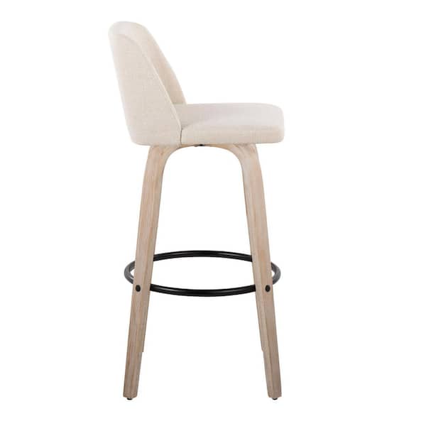Lumisource Toriano 39 in. Cream Noise Fabric, White Washed Wood