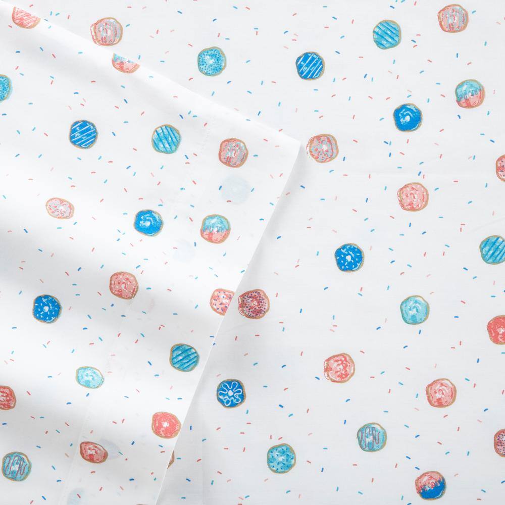 Full Blue Donut Print Cotton Percale Sheet Set