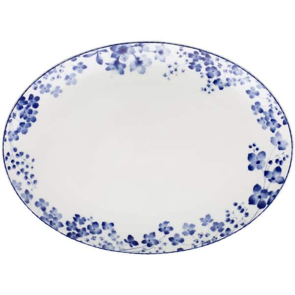 Bloomington Road Blue 14 in. (Blue) Porcelain Oval Platter