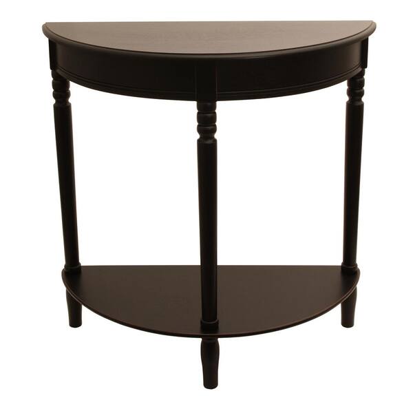 Decor Therapy Console Table Simplicity 29 in Black Half-Round Wood with Storage 