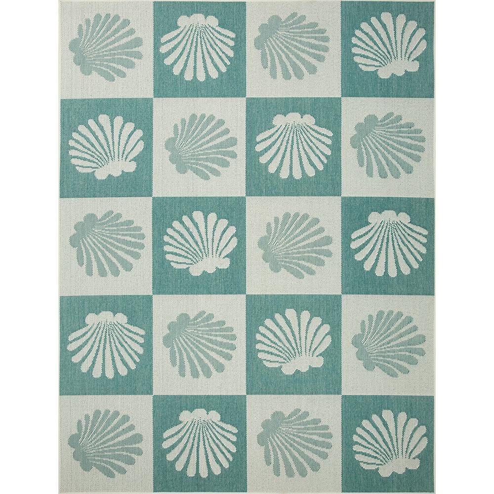 Seashells Teal/White 8 ft. x 10 ft. Indoor/Outdoor Area Rug price history on PriceWatchPro