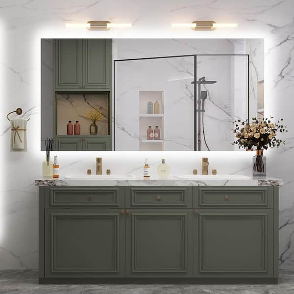 72 in. W x 36 in. H Rectangular Frameless Super Bright Backlited LED Anti-Fog Tempered Glass Wall Bathroom Vanity Mirror