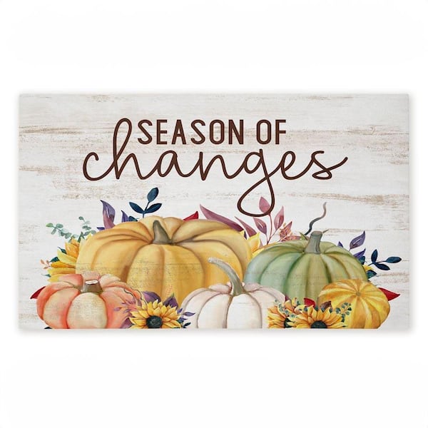 Autumn Season Of Changes Brown 18 in. x 30 in. Polyester Non-Slip Outdoor Door Mat