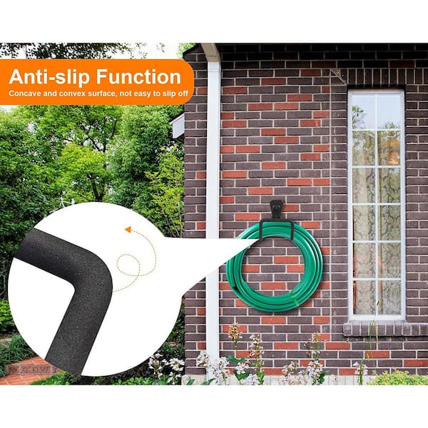 Cubilan - Metal Garden Heavy-Duty Hose Hook Wall Mount Hose Bracket for Outdoor Patio (1-Piece Black)