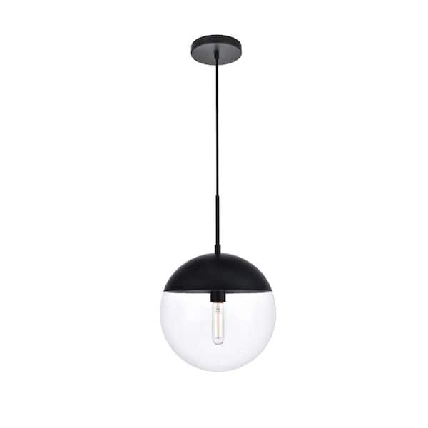 Unbranded Timeless Home 12 in. 1-Light Black and Clear Pendant Light, Bulbs Not Included