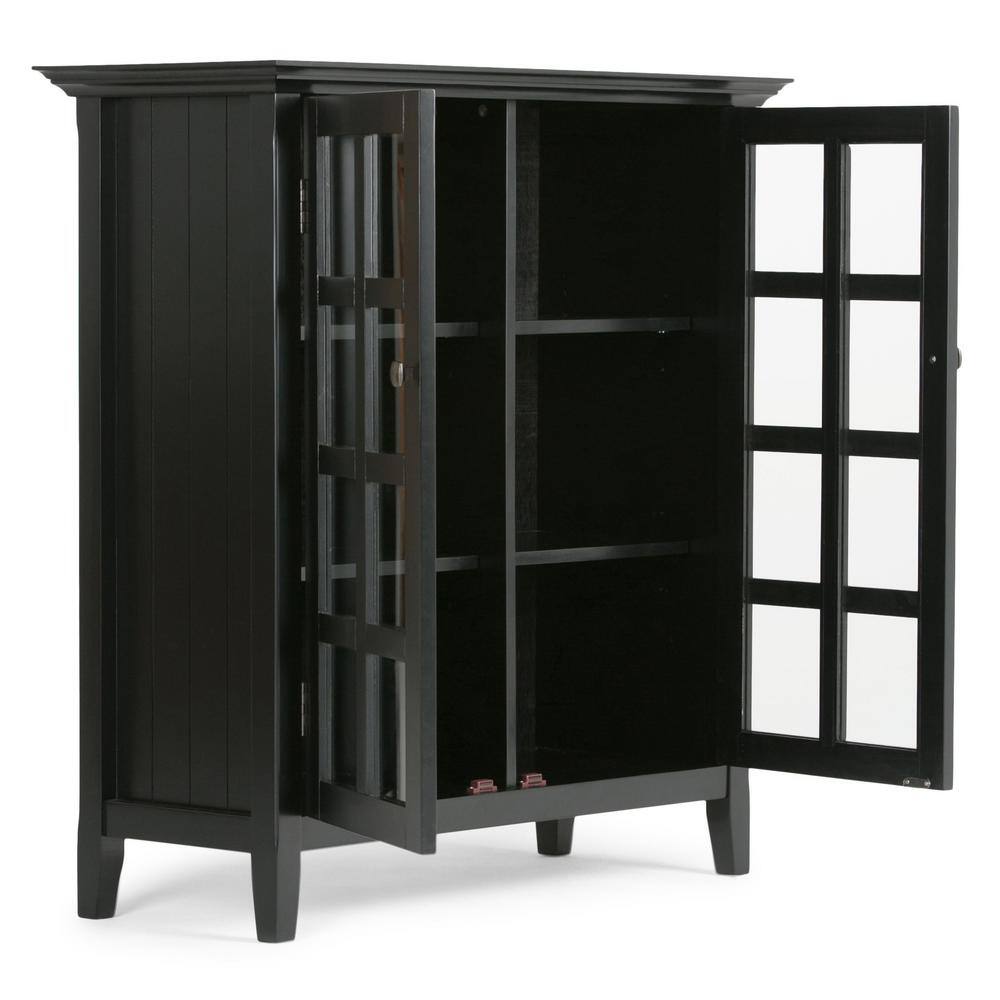 Acadian 39" Black Solid Pine Freestanding Storage Cupboard with Adjustable Shelves