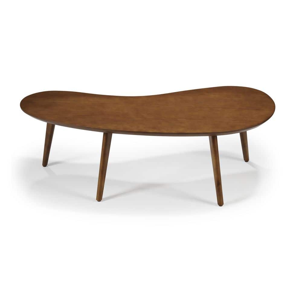 Mid-Century Modern Castanho Pine Wood Oval Coffee Table