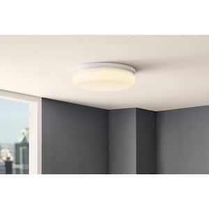 15 in. White Adjustable CCT and Brightness LED Flush Mount with Night Light