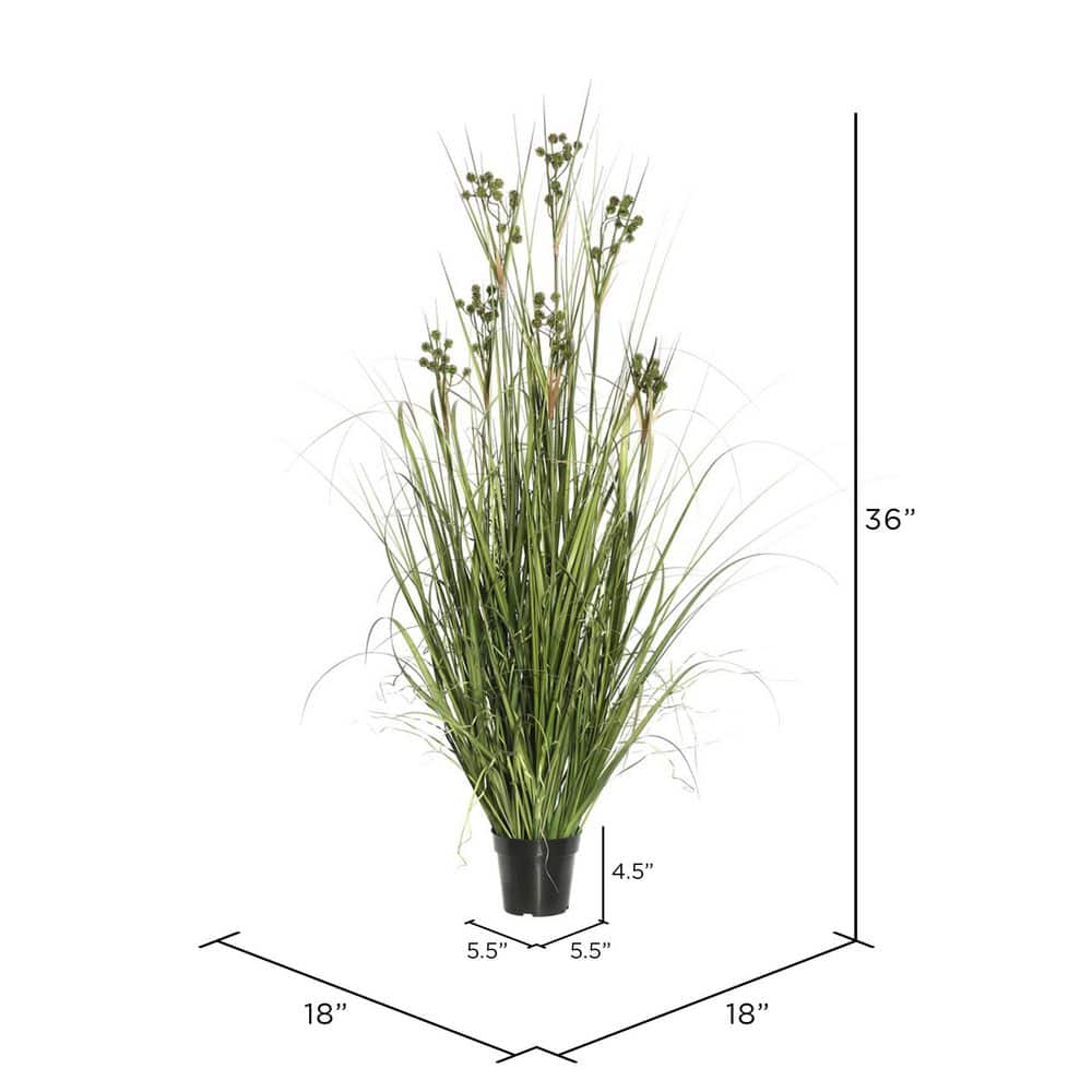 Lifelike Lush Faux Grass Potted Plant, 36" Green