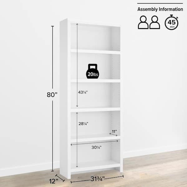 Prepac Moda 80 in. Tall White Engineered Wood 5-Shelf Accent Prepac Moda 80 in. Tall White Engineered Wood 5-Shelf Accent