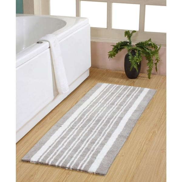 Delran 22 in. x 60 in. Soft Silver Cotton Tufted Reversible Bath Runner Rug