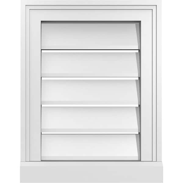 Ekena Millwork 14" x 18" Vertical Surface Mount PVC Gable Vent: Functional with Brickmould Sill Frame