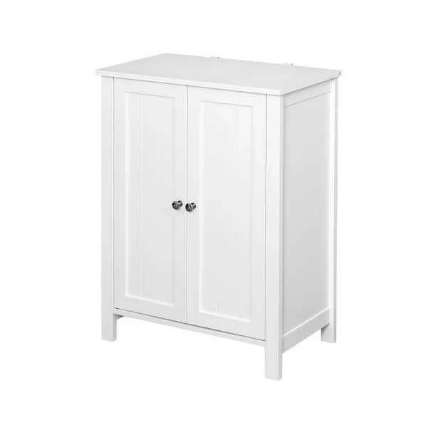 Urtr White Wood Accent Storage Cabinet With 2 Doors And Adjule Shelves Floor Side Board For Bathroom Living Room Hy01824y The