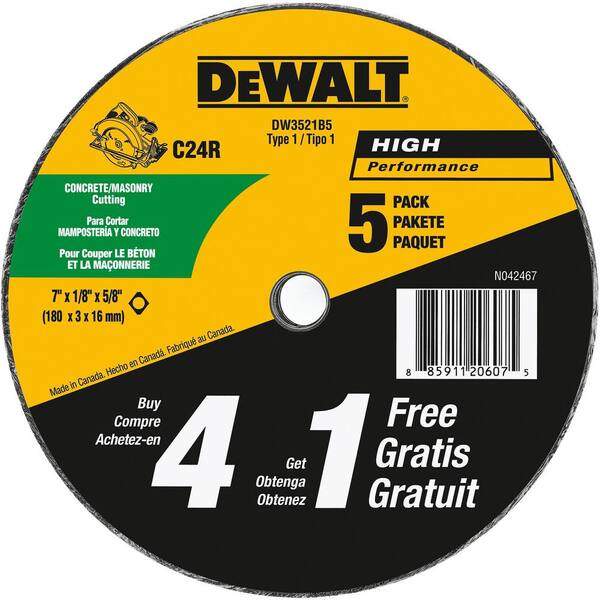 DEWALT 7 in. x 1/8 in. Masonry Abrasive Saw Blade (5Pack) DW3521B5