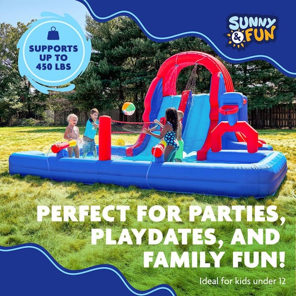 SUNNY FUN Inflatable Water Slide, Blow up Pool and Bounce House