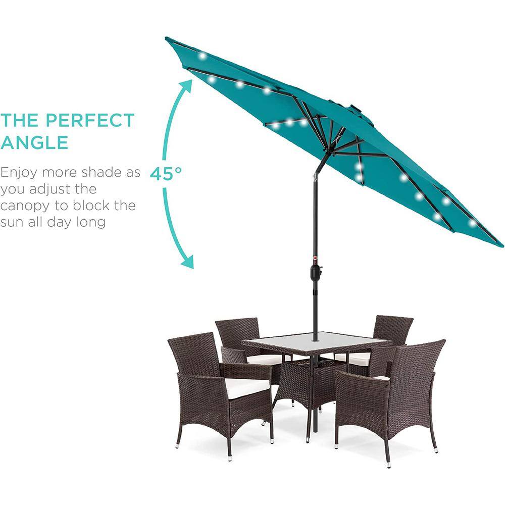 Cerulean 10ft Solar LED Lighted Patio Umbrella with Tilt Adjustment