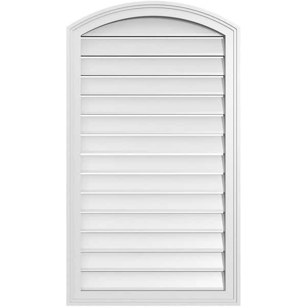 Ekena Millwork 24 in. x 40 in. Arch Top Surface Mount PVC Gable Vent: Decorative with Brickmould Frame