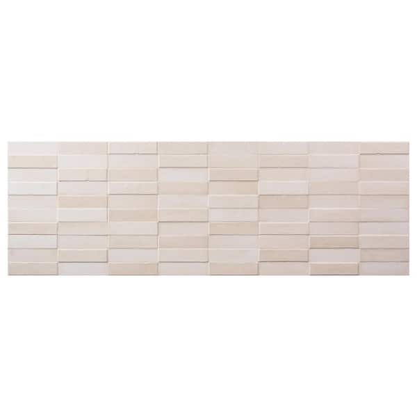 Mira Sand Beige 4 in. x 0.43 in. Textured Matte Ceramic Wall Tile Sample