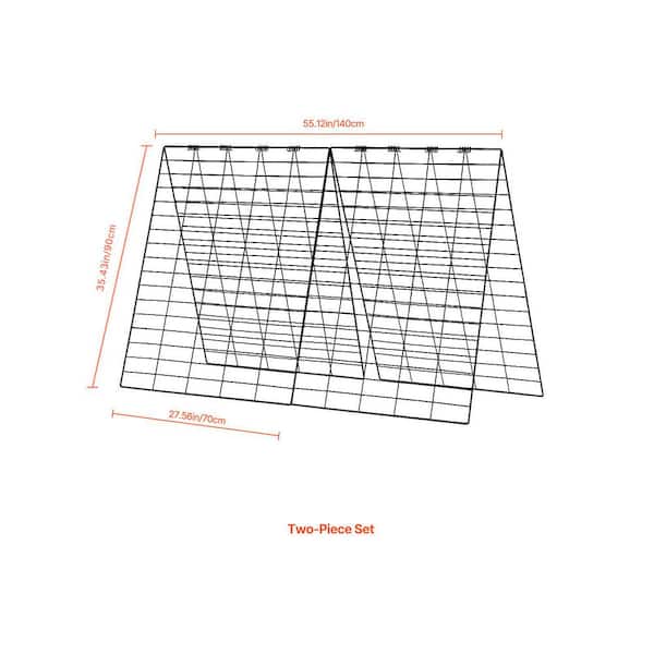 35 x 55 in. Foldable Cucumber Trellis Set, Metal Garden Support for Climbing Plants, Squash, Raised Bed, Cast Iron