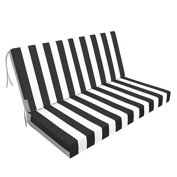 48 x 24 Outdoor Deep Seat Lounge Chair Cushions, Waterproof Replacement Patio Loveseat Cushions (Black White Stripe)