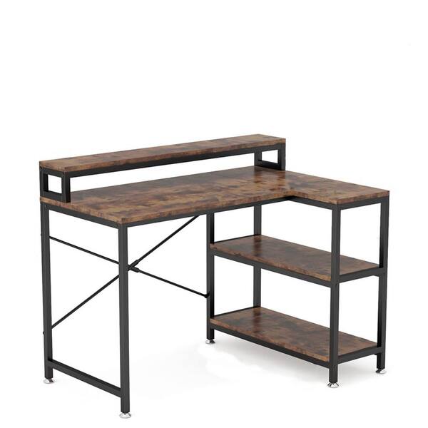 Better Homes Gardens Lindon Place L-Shaped Desk With Cage, Vintage Oak ...