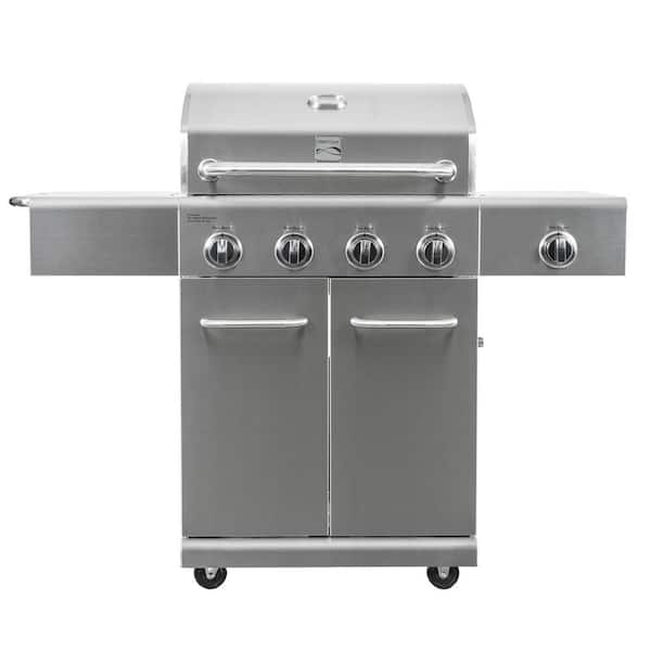 KENMORE 4 Burner Propane Gas Grill in Stainless Steel with Side Burner