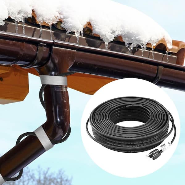 HEATIT 70FT Heat Tape for Water Pipes Roof and Gutters Heating Cable with  6ft Lighted Plug
