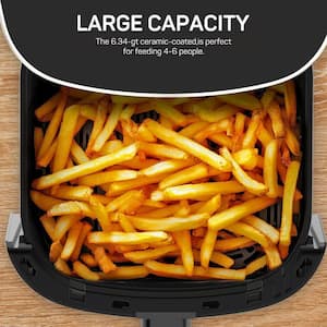 6 Qt. Grey Air Fryer with Roast, Reheat, Dehydrate, Bake, Steam, and More, 400°F Max