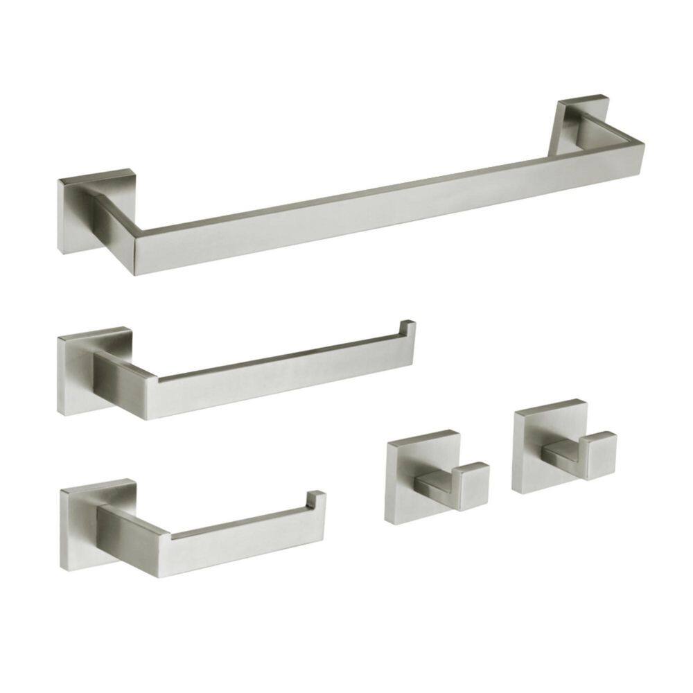 "Lasdun 5-Piece Bathroom Accessory Set with 18"" Towel Bar in Brushed Nickel" price history on PriceWatchPro
