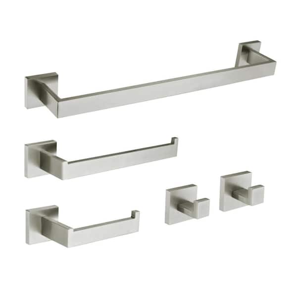 Lasdun 5-Piece Bathroom Accessory Set with 18" Towel Bar in Brushed Nickel