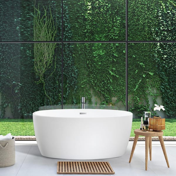 Jolie 55 in. Acrylic Flatbottom Non-Whirlpool Soaking Bathtub in White Jolie 55 in. Acrylic Flatbottom Non-Whirlpool Soaking Bathtub in White