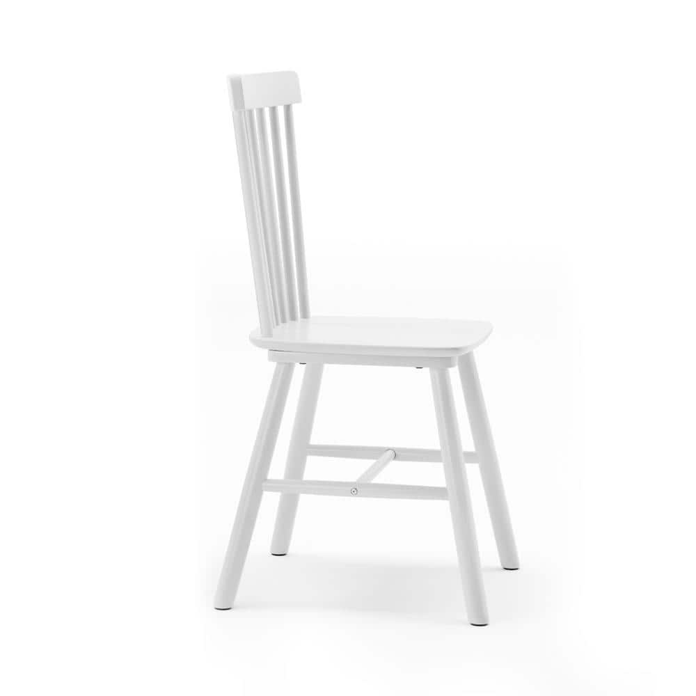 White High Back Solid Wood Windsor Side Chair Set