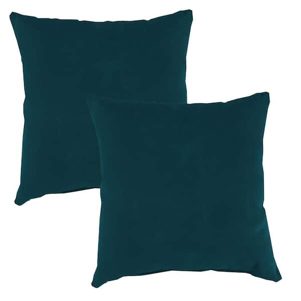 Jordan Manufacturing 20 in. L x 20 in. W x 6 in. T Square Outdoor Throw Pillow in Canvas Teal (2-Pack)