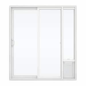 72 in. x 80 in. White Left Hand Vinyl Patio Door with Low-E Argon Glass and Large Pet Door