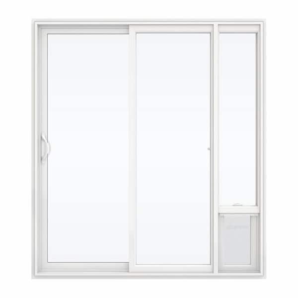 JELD-WEN 72 in. x 80 in. White Left Hand Vinyl Patio Door with Low-E Argon Glass and Large Pet Door