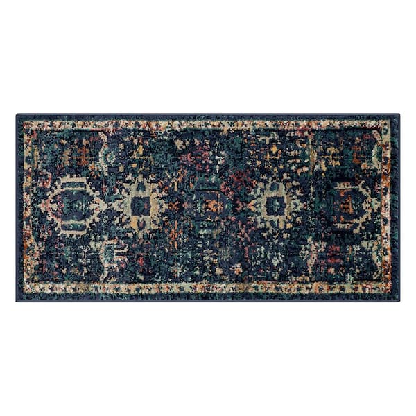 Home Decorators Collection Medallion Blue 2 ft. x 4 ft. Scatter Indoor Area Rug