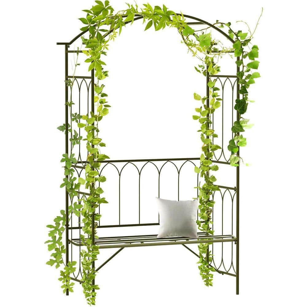 FAWEY TRED INC Metal 80 in. Trellis Arbor Arch for Climbing Plants with ...