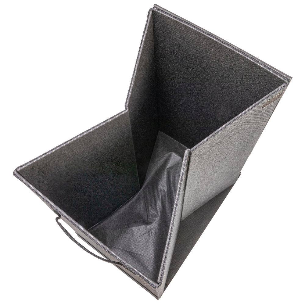 Black Collapsible Polylinen Laundry Hamper with Wheels and Lid