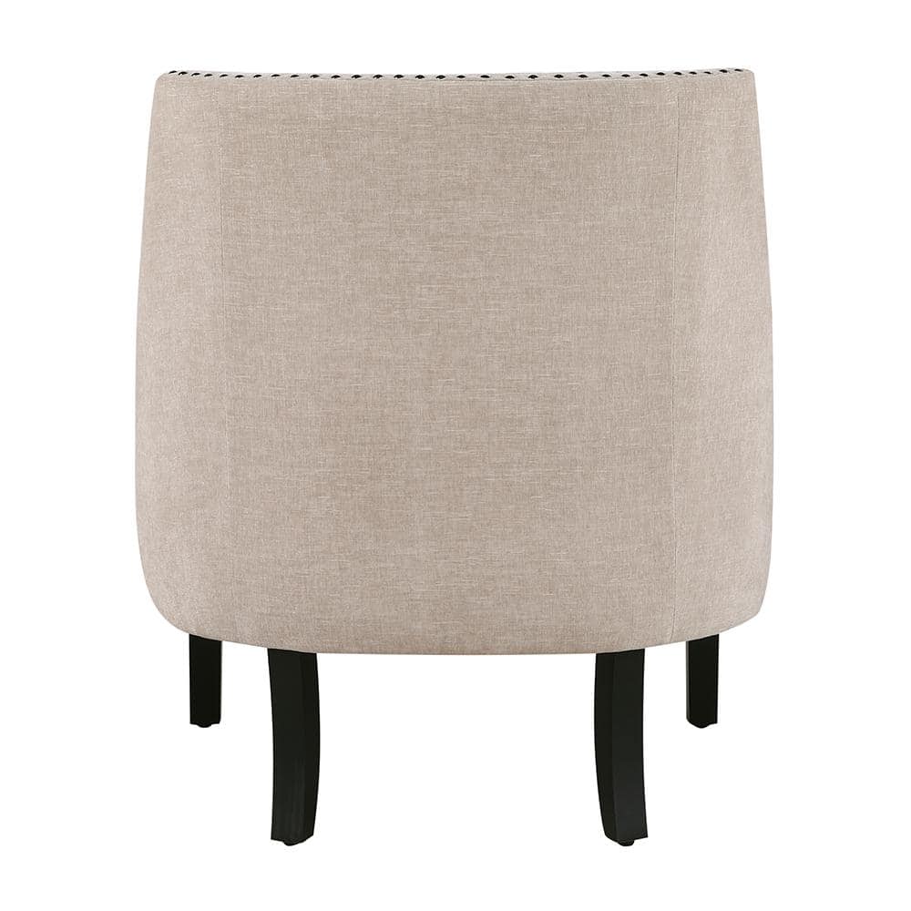 Beige Chenille Slope Arm Accent Chair with Nailhead Trim