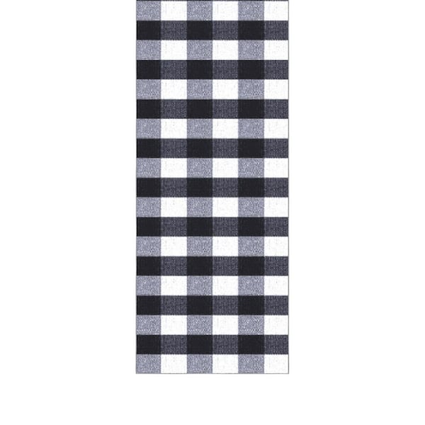 Homeline Non-Slip Rubberback 3 ft. x 23 ft. Checkered Buffalo Plaid Indoor Runner Rug, Grayscale