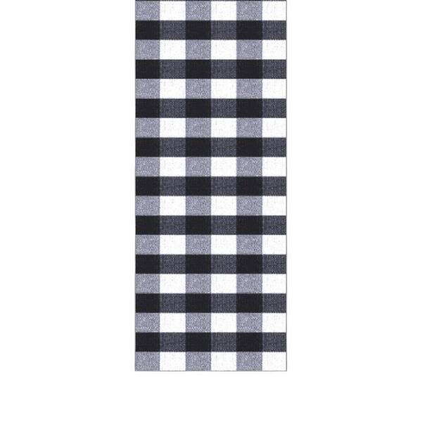 Homeline Non-Slip Rubberback 3 ft. x 49 ft. Checkered Buffalo Plaid Indoor Runner Rug, Grayscale