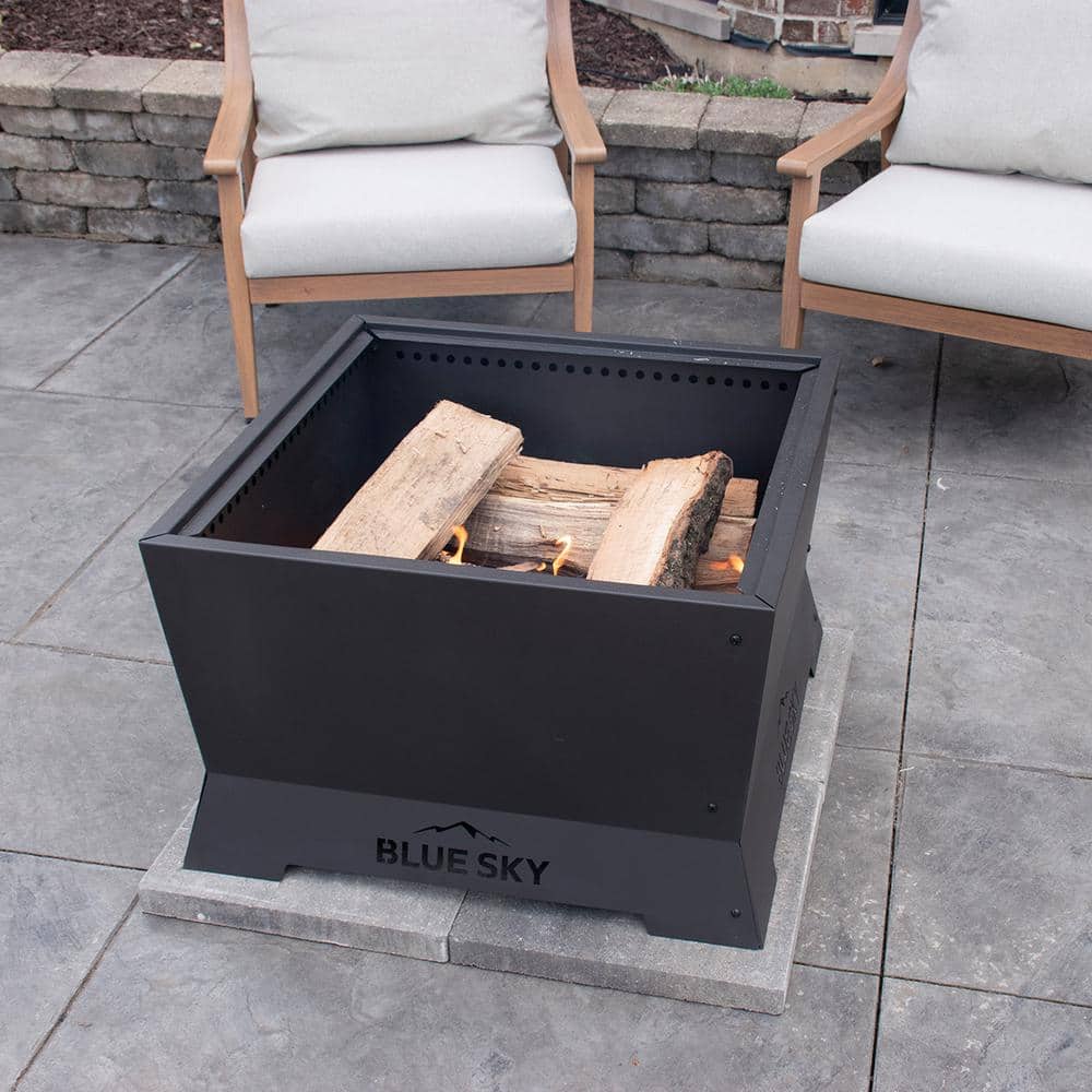 Blue Sky 28" Black Steel Smokeless Square Fire Pit