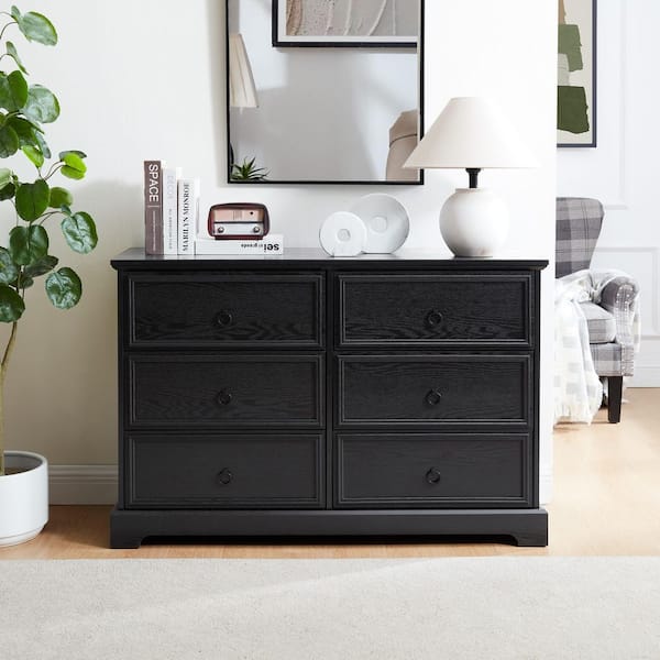 Black 31.5 in. H Accent Cabinet with 6-Drawers