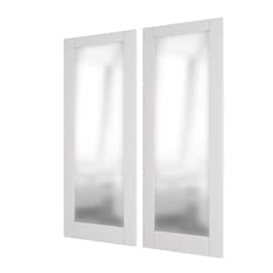 30 in. x 80 in. MDF 1-Lite Frosted Glass, White Interior Door Panels Double Pantry Door Slab Prefinished